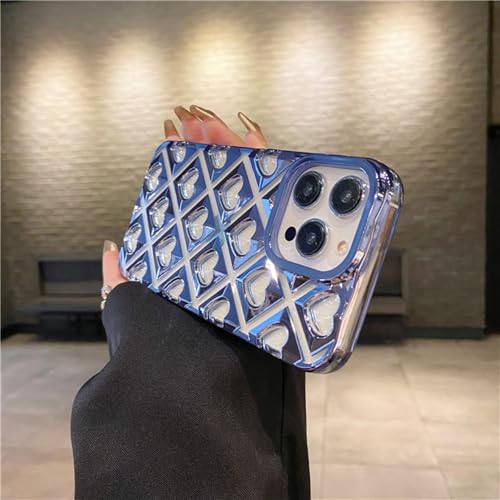 ORBANA Luxuriöser Beschichtungsrahmen, süßes Liebesherz, weiche Schutzhülle (für iPhone 16 Pro/Blau) von ORBANA