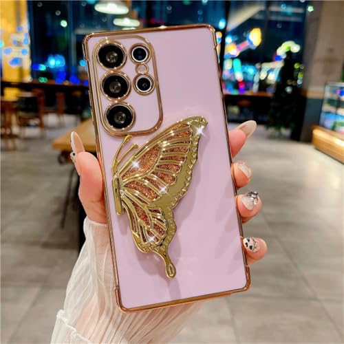 ORBANA Luxuriöser Blitz-Schmetterlingshalter-Beschichtungsrahmen (für Samsung Galaxy S21 FE/Lila) von ORBANA