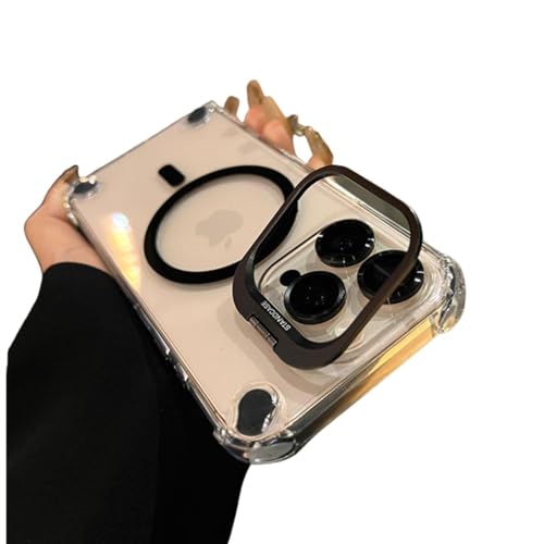 ORBANA Luxuriöser Objektivhalter mit magnetischem Ständer und transparenter Schutzhülle (für iPhone 16 Plus/Schwarz) von ORBANA