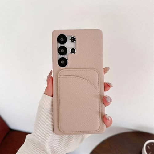 ORBANA Luxuriöses Kartenetui aus Litschi-Leder (für Galaxy A14 5G/Khaki) von ORBANA