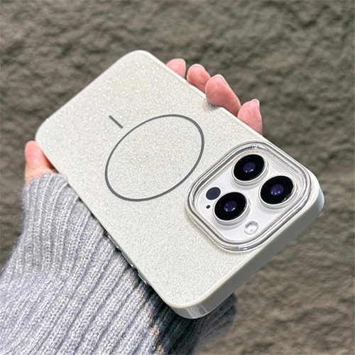 ORBANA Magnetische Candy Glitter Soft Wireless Charging Stoßfeste Stoßstangenabdeckung (für iPhone 15 Pro/Weiß) von ORBANA