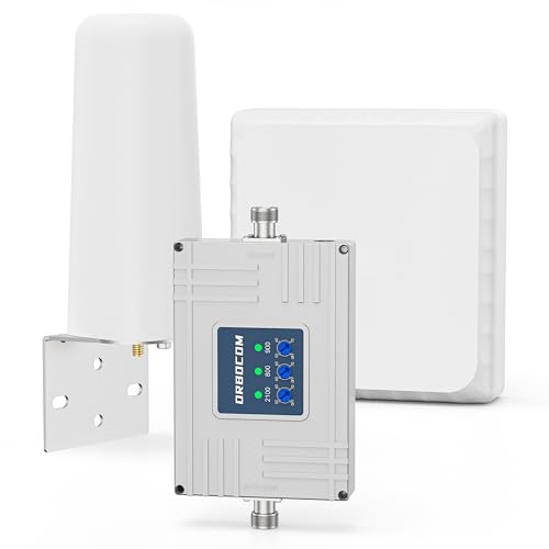 ORBOCOM Handy-Signalverstärker Band 20/8/7 Repeater 4G 3G 2G Unterstützt T-Mobile, Vodafone, E-Plus und O2 Mobilfunk-Signalverstärker für Zuhause Büro GSM Repeater mit Omni Antenne von ORBOCOM
