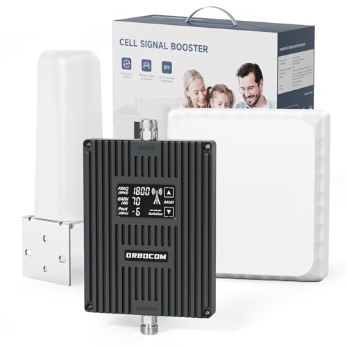 ORBOCOM Handy-Signalverstärker: Unterstützt Frequenzen 1, 3, 7, 8 und 20 für 5G/4G/3G LTE - Signalverstärker für ganze Häuser bis 4500 qm mit 70dB Verstärkung - Omnidirektionale Antenne von ORBOCOM