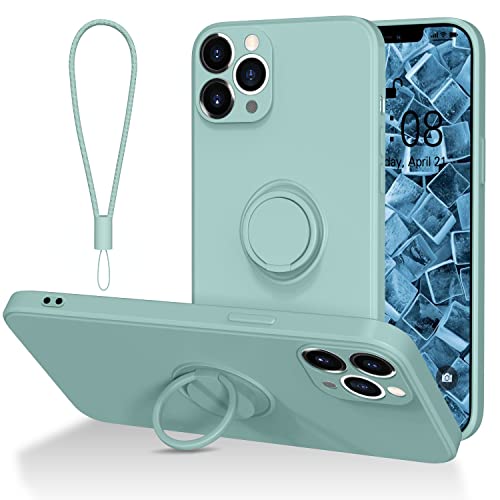 ORDA Handyhülle für iPhone 11 Pro Max Hülle Silikon mit Ring Halter Ständer Kratzfeste Dünn Weiche case für iPhone 11 Pro Max 6.5" Mint Grün von ORDA