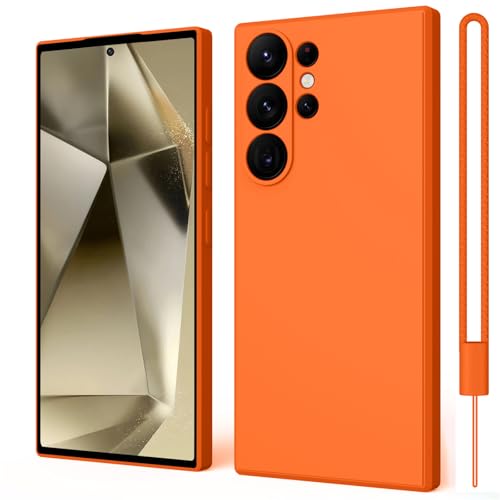 ORDA Hülle Kompatibel mit Samsung Galaxy S24 Ultra 5G Hülle, Matte Ultra Dünn Soft Silikon Case, Kameraschutz TPU Handyhülle für Samsung Galaxy S24 Ultra Anti-Kratzer Schutzhülle Cover Orange von ORDA