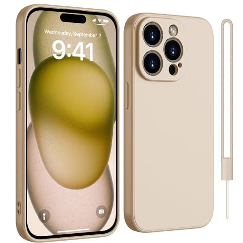 ORDA Hülle für iPhone 15 Pro Max,Silikon iPhone 15 Pro Max Hülle mit Band,Handyhülle mit Kratzfestes Weiches Futter,Schutzhülle für iPhone 15 Pro Max (6.7 Zoll) - Khaki von ORDA