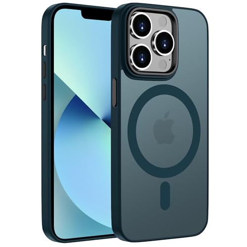 ORDA Magnetisch Hülle für iPhone 13 Pro 6,1 Zoll Kompatibel mit MagSafe,für iPhone 13 Pro Case Durchscheinende Matt Handyhülle Rückseite Dünn Stoßfest Schutzhülle Blau von ORDA