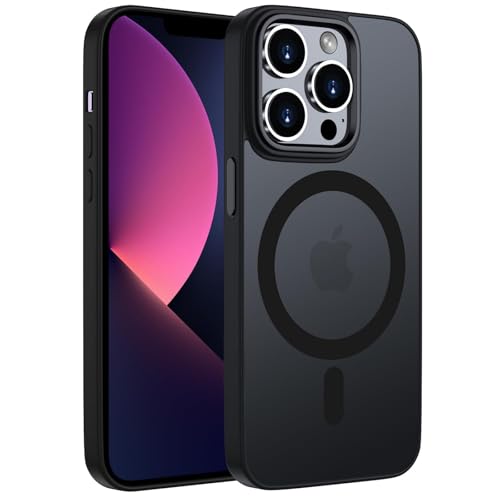 ORDA Magnetisch Hülle für iPhone 13 Pro Max 6,7 Zoll Kompatibel mit MagSafe,für iPhone 13 Pro Max Case Durchscheinende Matt Handyhülle Rückseite Dünn Stoßfest Schutzhülle Schwarz von ORDA