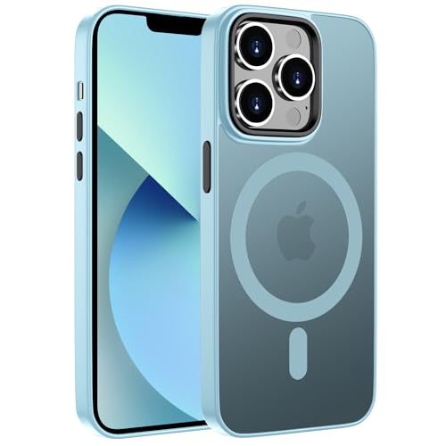 ORDA Magnetisch Hülle für iPhone 13 Pro Max 6,7 Zoll Kompatibel mit MagSafe,für iPhone 13 Pro Max Case Durchscheinende Matt Handyhülle Rückseite Dünn Stoßfest Schutzhülle hellblau von ORDA