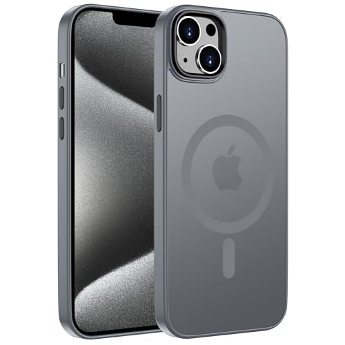 ORDA Magnetisch Hülle für iPhone 14 6,1 Zoll Kompatibel mit MagSafe, für iPhone 14 Case Durchscheinende Matt Handyhülle Rückseite Dünn Stoßfest Schutzhülle Grau von ORDA