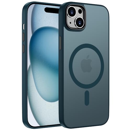ORDA Magnetisch Hülle für iPhone 15 6,1 Zoll Kompatibel mit MagSafe,für iPhone 15 Case Durchscheinende Matt Handyhülle Rückseite Dünn Stoßfest Schutzhülle Dunkel Blau von ORDA