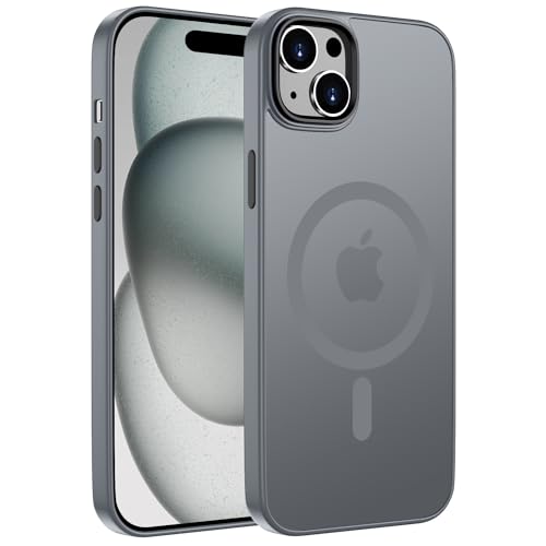 ORDA Magnetisch Hülle für iPhone 15 6,1 Zoll Kompatibel mit MagSafe,für iPhone 15 Case Durchscheinende Matt Handyhülle Rückseite Dünn Stoßfest Schutzhülle Grau von ORDA