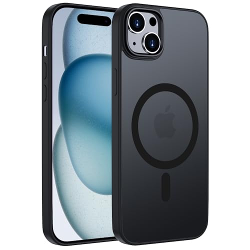 ORDA Magnetisch Hülle für iPhone 15 6,1 Zoll Kompatibel mit MagSafe,für iPhone 15 Case Durchscheinende Matt Handyhülle Rückseite Dünn Stoßfest Schutzhülle Schwarz von ORDA