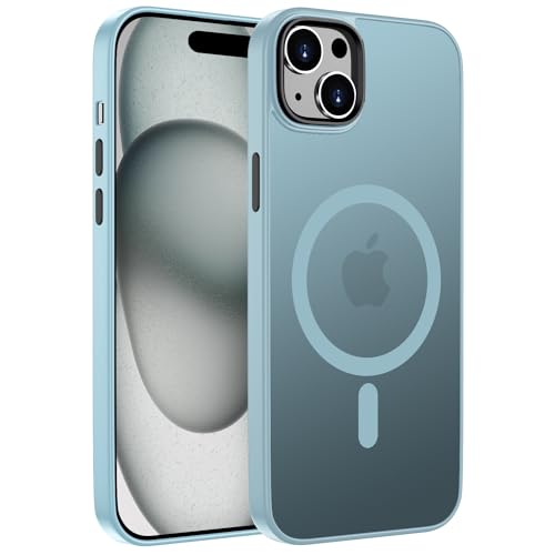 ORDA Magnetisch Hülle für iPhone 15 6,1 Zoll Kompatibel mit MagSafe,für iPhone 15 Case Durchscheinende Matt Handyhülle Rückseite Dünn Stoßfest Schutzhülle hellblau von ORDA
