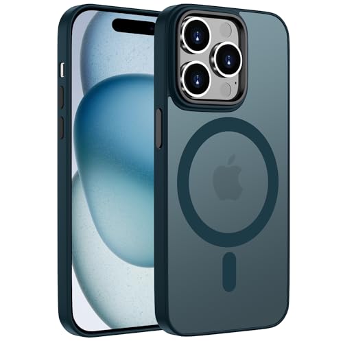 ORDA Magnetisch Hülle für iPhone 15 Pro 6,1 Zoll Kompatibel mit MagSafe,für iPhone 15 Pro Case Durchscheinende Matt Handyhülle für iPhone 15 Pro Rückseite Dünn Stoßfest Schutzhülle Dunkel Blau von ORDA