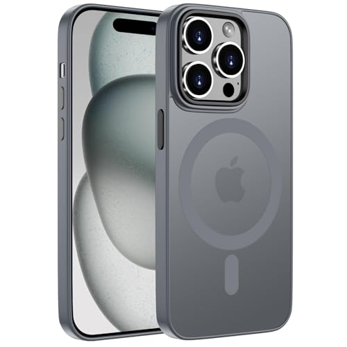 ORDA Magnetisch Hülle für iPhone 15 Pro 6,1 Zoll Kompatibel mit MagSafe,für iPhone 15 Pro Case Durchscheinende Matt Handyhülle für iPhone 15 Pro Rückseite Dünn Stoßfest Schutzhülle Grau von ORDA