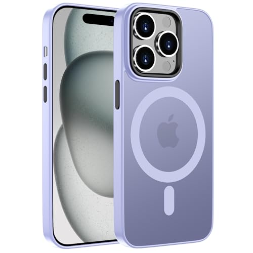 ORDA Magnetisch Hülle für iPhone 15 Pro 6,1 Zoll Kompatibel mit MagSafe,für iPhone 15 Pro Case Durchscheinende Matt Handyhülle für iPhone 15 Pro Stoßfest Schutzhülle Hellviolett von ORDA