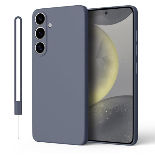 ORDA für Samsung Galaxy S24 FE Hülle Silikon Case, Kameraschutz und Bildschirmschutz Schutzhülle，Matte Ultra Dünn Soft mit Lanyard Handyhülle für Samsung S24 FE Blau Grau von ORDA