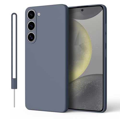 ORDA für Samsung Galaxy S24 Hülle Silikon Case, Handyhülle für Samsung S24 5G Dünn Straight Edge, Kameraschutz und Bildschirmschutz, Kratzfeste Hülle für Samsung Galaxy S24 Cover Blau Grau von ORDA