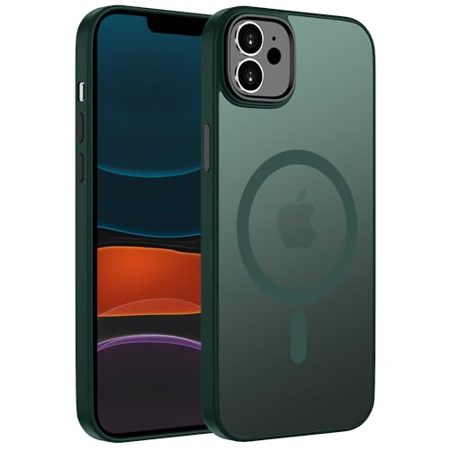 ORDA für iPhone 11 Hülle 6.1 Zoll Kompatibel mit MagSafe,Magnetisch Handyhülle für iPhone 11 Case Durchscheinende Matt Rückseite Dünn Stoßfest Schutzhülle Grün von ORDA