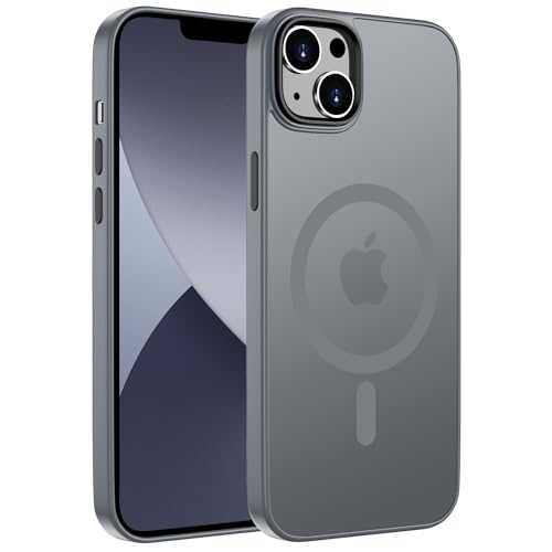 ORDA für iPhone 13 Hülle 6.1 Zoll Kompatibel mit MagSafe,Magnetisch Handyhülle für iPhone 13 Case Durchscheinende Matt Rückseite Dünn Stoßfest Schutzhülle Grau von ORDA