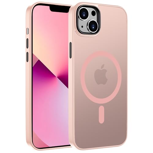 ORDA für iPhone 13 Hülle 6.1 Zoll Kompatibel mit MagSafe,Magnetisch Handyhülle für iPhone 13 Case Durchscheinende Matt Rückseite Dünn Stoßfest Schutzhülle Rosa von ORDA