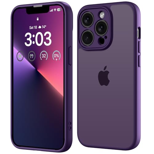ORDA für iPhone 13 Pro Hülle 6,1 Zoll, Vollständiger Kameraschutz Stoßfest Kratzfest Transluzente Rückseite Schutzhülle, Anti-Fingerabdruck Matt Handyhülle für iPhone 13 Pro (Dunkel Violett) von ORDA