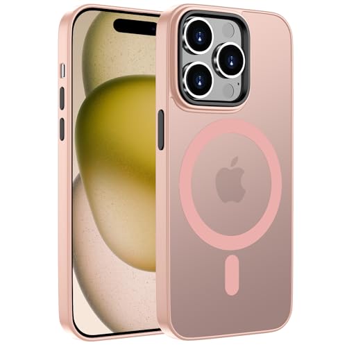 ORDA für iPhone 15 Pro Max Hülle 6,7 Zoll Kompatibel mit MagSafe,Magnetisch für iPhone 15 Pro Max Case Durchscheinende Matt Handyhülle Rückseite Dünn Stoßfest Schutzhülle Rosa von ORDA