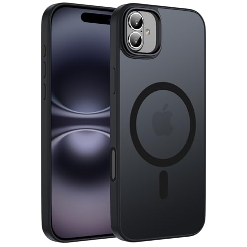 ORDA für iPhone 16 Hülle Kompatibel mit MagSafe,Magnetisch Handyhülle für iPhone 16 Case Durchscheinende Matt Rückseite Dünn Stoßfest Schutzhülle Schwarz von ORDA