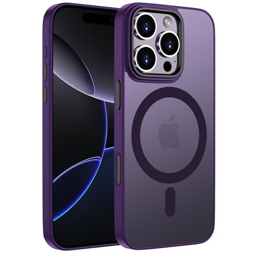 ORDA für iPhone 16 Pro Hülle Kompatibel mit MagSafe,Magnetisch Handyhülle für iPhone 16 Pro Case Durchscheinende Matt Rückseite Stoßfest Schutzhülle Lila von ORDA