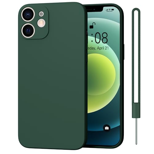 ORDA iPhone 12 Mini Hülle Silikon Case, Hanyhülle iPhone 12 Mini Ultra Dünn Slim mit Microfiber, Kratzfeste Rundumschutz Case Cover Schutzhülle Hülle für iPhone 12 Mini 5.4'' Dunkel Grün von ORDA