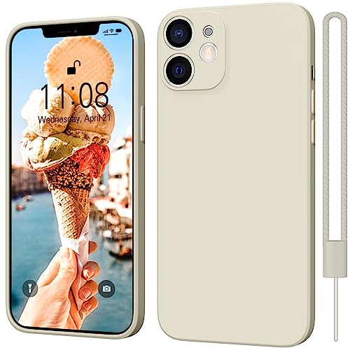 ORDA iPhone 12 Mini Hülle Silikon Case, Hanyhülle iPhone 12 Mini Ultra Dünn Slim mit Microfiber, Kratzfeste Rundumschutz Case Schutzhülle Hülle für iPhone 12 Mini 5.4'' Beige von ORDA