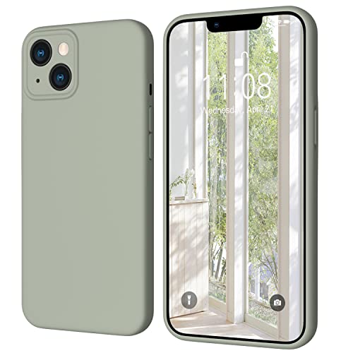 ORDA iPhone 13 Hülle Silikon Case, Handyhülle iPhone 13 mit Soft Microfiber, Flüssig Silikon Gel Gummi Kratzfeste Rundumschutz Case Schutzhülle Matt Hülle für iPhone 13 6.1'' Kupfer Grün von ORDA