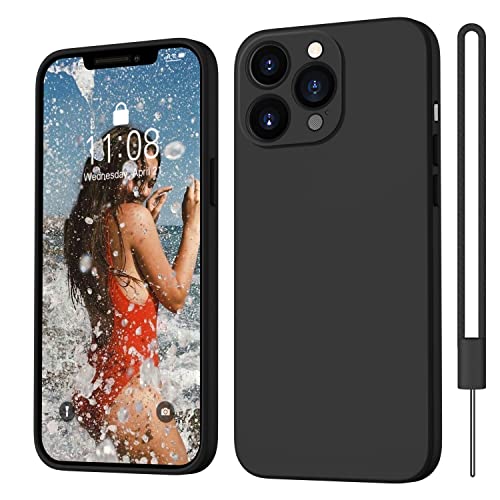 ORDA iPhone 13 Pro Hülle Silikon Case, Hanyhülle iPhone 13 Pro Ultra Dünn mit Microfiber, Flüssig Silikon Gel Gummi Kratzfeste Rundumschutz Case Matt Schutzhülle Hülle für iPhone 13 Pro 6.1'' Schwarz von ORDA