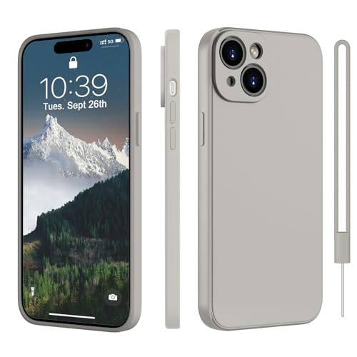 ORDA iPhone 15 Hülle Silikon,Flüssig Silikon Stoßfest iPhone 15 Handyhülle,FallSchutz Hüllen mit Kratzfestes Weiches Mikrofaser Futter,Schutzhülle für iPhone 15 (6.1 Zoll) - Titan Grau von ORDA