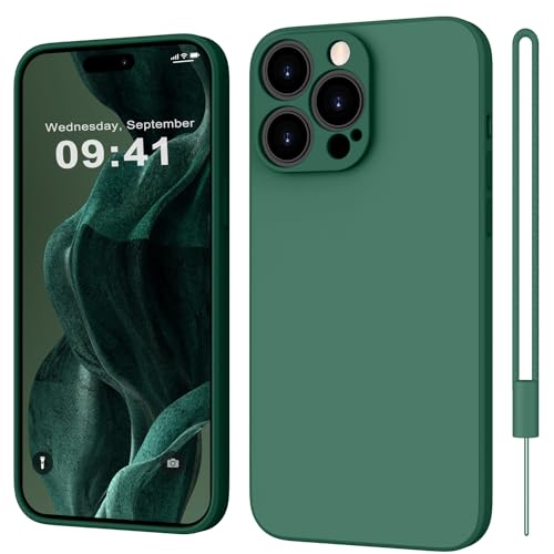 ORDA iPhone 15 Pro Hülle Silikon Kameraschutz Ultra Slim Case Soft Gel 15 Pro Cover Gummi Leicht Anti-Kratzer Handyhülle Kompatibel für iPhone 15 Pro 6,1 Zoll Dunkelgrün von ORDA