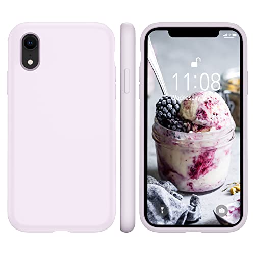 ORDA iPhone XR Hülle Silikon Case, Hanyhülle iPhone XR Ultra Dünn mit Microfiber, Flüssig Silikon Gel Gummi Kratzfeste Rundumschutz Case Matt Schutzhülle Hülle für iPhone XR 6.1'' Hell Lila von ORDA