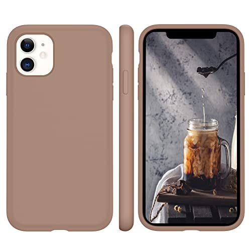 iPhone 11 Hülle Silikon Case, ORDA Hanyhülle iPhone 11 Ultra Dünn mit Microfiber, Flüssig Silikon Gel Gummi Kratzfeste Rundumschutz Case Matt Schutzhülle Hülle für iPhone 11 6.1'' Braun von ORDA