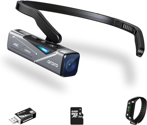 4K Camcorder Handsfree Videokamera ORDRO EP7 Camcorder 4K 30fps UHD FPV Vlog Kamera mit Gimbal Stabilizer, POV-Aufnahmen, Fernbedienung, 64GB MicroSD Karte von ORDRO