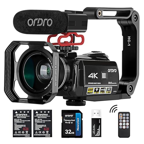 ORDRO AC3 4K Camcorder Vlogging Camera for YouTube HD Video Camera 1080P 60fps IR Night Vision Wi-Fi Camera Recorder Digital Camcorder with Microphone Wide Angle Lens Handheld Stabiliser von ORDRO