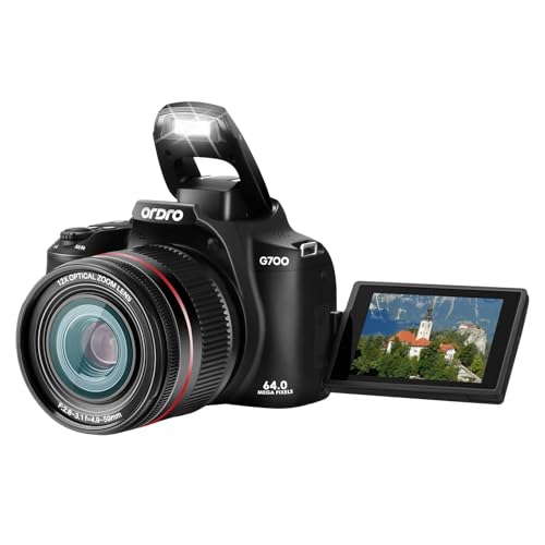 ORDRO G700 64MP Digitalkamera für Fotografie, Spiegelreflexkamera 4K Vlogging Kameras mit 3" Flip Screen, 12X optischer Zoom, Autofokus WiFi Kamera mit 64GB SD Karte, 2 Akku ORDRO G700 64MP Digitalkamera für Fotografie, Spiegelreflexkamera 4K Vlogging Kameras mit 3" Flip Screen, 12X optischer Zoom, Autofokus WiFi Kamera mit 64GB SD Karte, 2 Akku von ORDRO