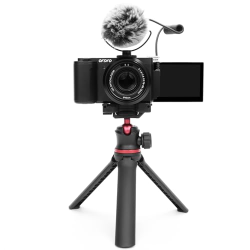 ORDRO G730 5K 64MP HD Vlog Micro-Einzelkamera, 12-Fach optischer Zoom Vlogging-Camcorder mit 3,2-Zoll-IPS-Touchscreen, WDR, WLAN für YouTube (Schwarzer Bausatz) von ORDRO