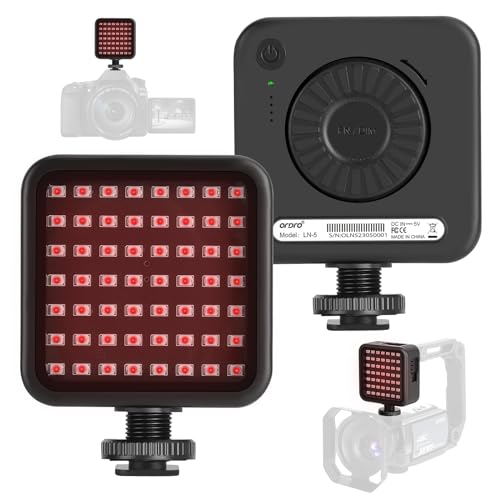 ORDRO LN-5 On-Camera IR Nachtsichtlicht, Infrarot Fotografie Licht mit 56pcs IR LEDs, USB-C Wiederaufladbar, Nachtsichtlicht für DSLR Kamera Videoaufnahme von ORDRO