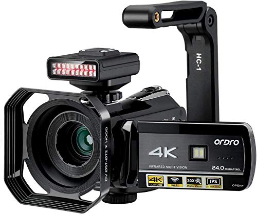 ORDRO Videokamera 4k Camcorder UHD Nachtsicht Vlog Ghost Hunting Kamera Camcorder für YouTube Camcorder mit IR Light Handheld Halter Gegenlichtblende 32G SD-Karte und 2 Batterien ORDRO Videokamera 4k Camcorder UHD Nachtsicht Vlog Ghost Hunting Kamera Camcorder für YouTube Camcorder mit IR Light Handheld Halter Gegenlichtblende 32G SD-Karte und 2 Batterien von ORDRO