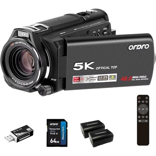 ORDRO XV80 5K Live-Streaming-Camcorder, 12-Fach optischer Zoom, 48 MP, Vlogging-Kamera für YouTube, Fotorekorder-Kamera von ORDRO