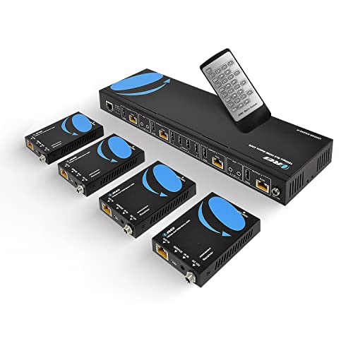 4K 4x4 HDMI Extender Matrix by OREI - UltraHD 4K @ 60Hz 4:4:4 Over Single CAT5e/6/7 Cable with HDR Switcher & IR Control, RS-232 - Up to 230 Ft - 1080P Downscale - 4 x Loop Out - 4 Receivers Included von OREI