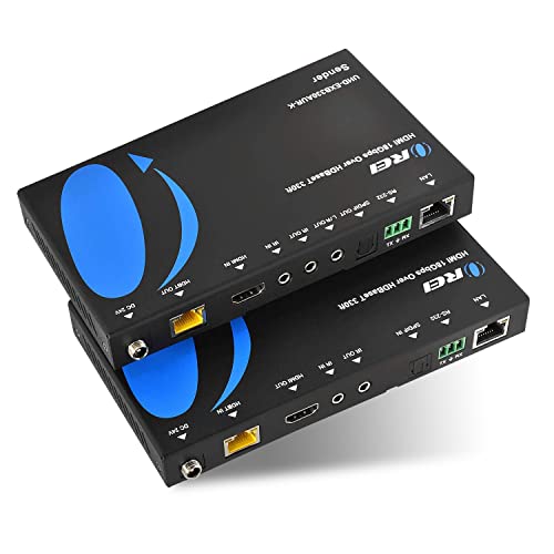 OREI 4K HDMI Extender Balun by HDBaseT UltraHD 4K @ 60Hz 4:4:4 Over Single CAT5e/6/7 Cable with HDR, KVM, CEC, ARC & IR Support, RS-232 - Up to 330 Ft - Audio Out - Power Over Cable Audio Out von OREI