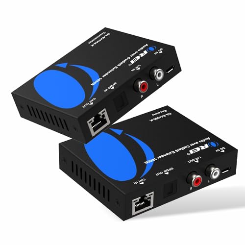 OREI Audio über Cat5e/6 Extender bis zu 300 m – erweitert digitales optisches Koxial-Signal über LAN-Ethernet-Stromversorgungskabel für lange Distanzverlängerung, Dolby Digital, DTS 4.1, DTS-HD, PCM von OREI
