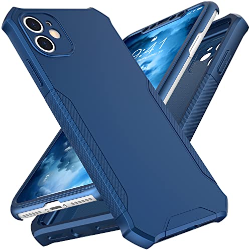 ORETECH Handyhülle für iPhone 11 Hülle,mit [2X Displayschutzfolie][Eingebauter Kameraschutz] 360 Grad Ganzkörper Militärischer Schutzhülle Stoßfest TPU Silikon Hard PC Case für Hülle iPhone 11, Blau von ORETECH