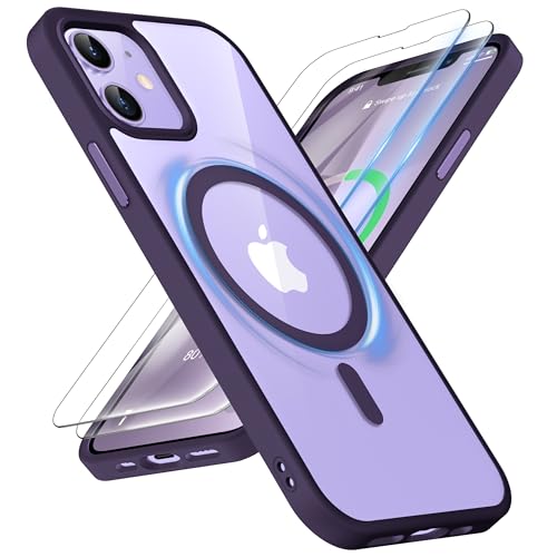 ORETECH Handyhülle für iPhone 12 Hülle mit 2 Stück Schutzfolie, Magnetisch Hülle für iPhone 12/12 Pro 6,1 Zoll, Stoßfest Magnetisch Schutzhülle iPhone 12 Case Tiefes Violett ORETECH Handyhülle für iPhone 12 Hülle mit 2 Stück Schutzfolie, Magnetisch Hülle für iPhone 12/12 Pro 6,1 Zoll, Stoßfest Magnetisch Schutzhülle iPhone 12 Case Tiefes Violett von ORETECH